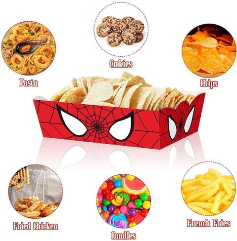 60 قطعة من لوازم حفلات عيد الميلاد بتصميم عنكبوت، صينية طعام بتصميم عنكبوت، صينية تقديم طعام ورقية، صواني ورقية بتصميم عنكبوت. 4.8 × 3.35 × 1.61 انش in Kuwait