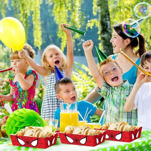 60 قطعة من لوازم حفلات عيد الميلاد بتصميم عنكبوت، صينية طعام بتصميم عنكبوت، صينية تقديم طعام ورقية، صواني ورقية بتصميم عنكبوت. 4.8 × 3.35 × 1.61 انش in Kuwait