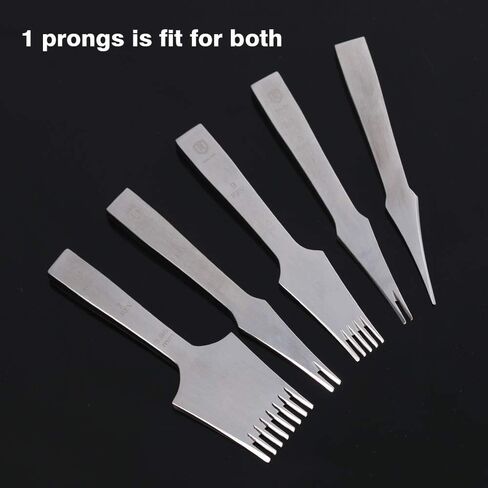 WUTA Sharp Pricking Iron French Style Leather Chisel All-Polished Die-Steel Chisel Punching Tool Kits for Leather Working Tools (Obverse 3.38 mm 2 Teeth+8 Teeth) in Kuwait