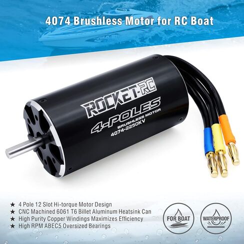 Surpass Hobby 4074 1550 KV Brushless Motor 4Pole Shaft 5mm with Water Cooling Jacket for RC Boat (1550kv) in Kuwait