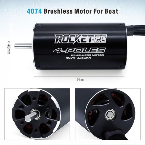 Surpass Hobby 4074 1550 KV Brushless Motor 4Pole Shaft 5mm with Water Cooling Jacket for RC Boat (1550kv) in Kuwait