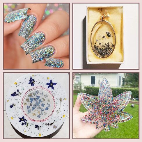 Crushed Glass Craft Glitter for Resin, Irregular Metallic Crystal Chips Sprinkles Chunky Glitter Shiny Nail Sequins Flakes for Nail Art DIY Jewelry Making Decoration Vase Filler (2-4 mm) in Kuwait