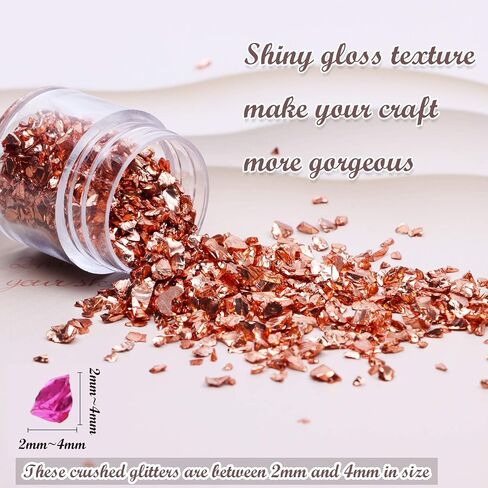 Crushed Glass Craft Glitter for Resin, Irregular Metallic Crystal Chips Sprinkles Chunky Glitter Shiny Nail Sequins Flakes for Nail Art DIY Jewelry Making Decoration Vase Filler (2-4 mm) in Kuwait