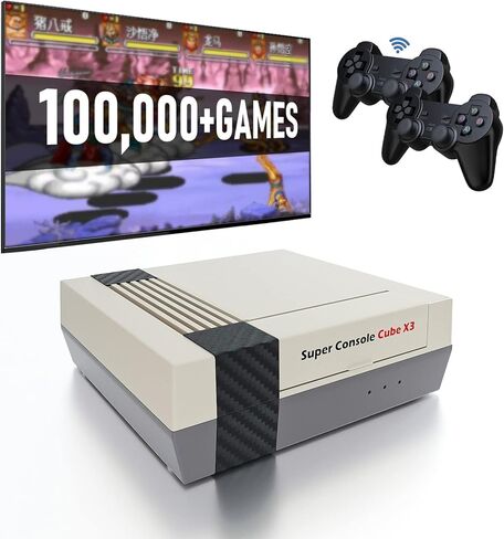 وحدة تحكم ألعاب ريترو بلاي - Super Console Cube X3 أكثر من 100,000 لعبة فيديو، وحدة تحكم محاكي متوافقة مع أكثر من 70 محاكيًا، Emuelec4.5/Android9.0/CoreE 3 في 1، دعم 4K UHD، وحدة تحكم ألعاب فيديو التوصيل والتشغيل in Kuwait