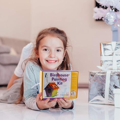 مجموعة بيت الطيور DIY للأطفال، مجموعة بناء يور أون بيرد هاوس للأطفال، تتضمن 4 بيوت كبيرة غير مكتملة للطلاء والبناء (17.54 سم × 11.67 سم × 6.6)، حبال، 12 طلاء، طلاء لامع، 2 فرشاتان in Kuwait