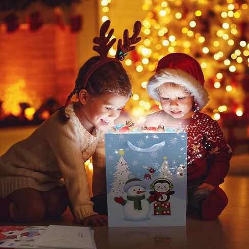 HOLYFUN 24 Pack 9" Christmas Gift Bags with Handles for Kids, Paper Xmas Bags for Christmas, Birthday and Holiday Party in Kuwait