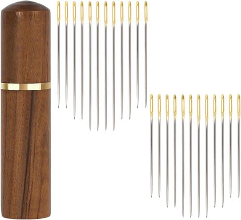 إبرة خياطة يدوية عين كبيرة - إبر خياطة ياوال عين كبيرة، إبرة غرز متقاطعة، إبر جلدية للخياطة اليدوية، إبر حادة كبيرة للعين مع علبة إبرة خشبية، تخزين إبرة التطريز in Kuwait