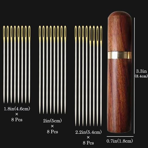 إبرة خياطة يدوية عين كبيرة - إبر خياطة ياوال عين كبيرة، إبرة غرز متقاطعة، إبر جلدية للخياطة اليدوية، إبر حادة كبيرة للعين مع علبة إبرة خشبية، تخزين إبرة التطريز in Kuwait
