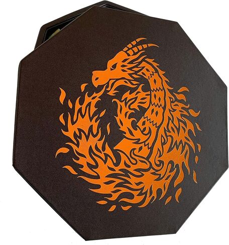 Fantasydice-Chromatic Dragon - مع صينية نرد فنية رول أو قالب - مثمن 8 بوصة مع غطاء ومنطقة تخزين النرد - يحمل 5 مجموعات من النرد (7 / قياسي) لجميع ألعاب تقمص الأدوار على الطاولة مثل D&D، Call of Cthulhu in Kuwait