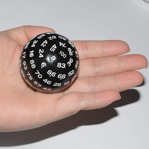 قالب 100 جانب، ارقام سوداء في ابيض، 100 مكعب جانبي، كل سطح هو نرد موحد D100 DND لنرد العاب الطاولة ار بي جي ام تي جي (48.5 ملم) in Kuwait