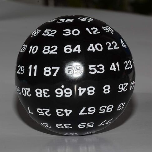قالب 100 جانب، ارقام سوداء في ابيض، 100 مكعب جانبي، كل سطح هو نرد موحد D100 DND لنرد العاب الطاولة ار بي جي ام تي جي (48.5 ملم) in Kuwait
