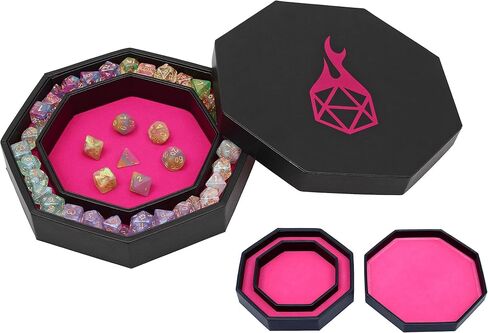 Forged Dice Co. Dice Tray Arena المتداول وصينية التخزين المتوافقة مع أي لعبة النرد، D&D وRPG Gaming (وردي) in Kuwait