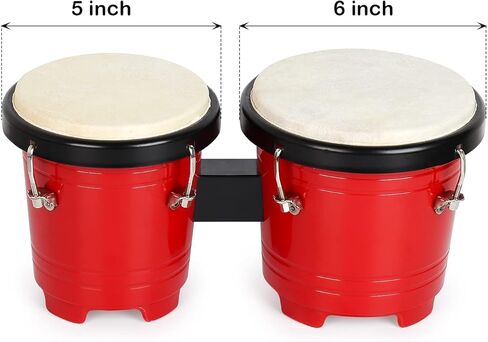 MUSCELL Bongos for Kids,5" and 6" Plastic Small Bongo Drums,Natural Sheepskin Head,w/ 8pcs Egg Shakers,for Baby Children Special Christmas Birthday Gift - Blue in Kuwait