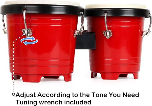 MUSCELL Bongos for Kids,5" and 6" Plastic Small Bongo Drums,Natural Sheepskin Head,w/ 8pcs Egg Shakers,for Baby Children Special Christmas Birthday Gift - Blue in Kuwait