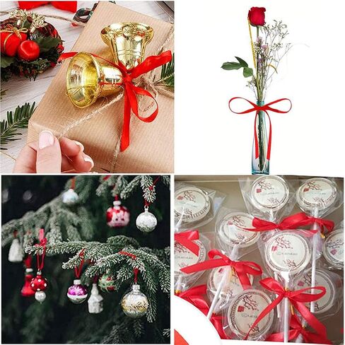 4 أشرطة أشرطة بطول 100 ياردة وعرض 10 مم لتغليف هدايا الحفلات وتزيينها، ذهبي، فضي، أحمر، أخضر in Kuwait