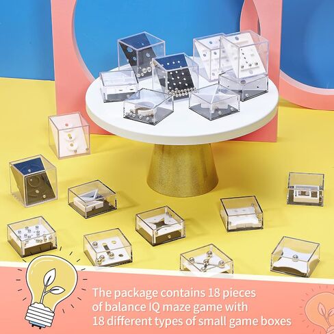 18 Pcs Mini Puzzle Box Balance IQ Maze Game Puzzle Balance Game Box Casual Intelligence Ball Maze Game Challenge Cube Puzzle Brain Teaser Puzzle Cube Stocking Stuffers for Teens in Saudi Arabia