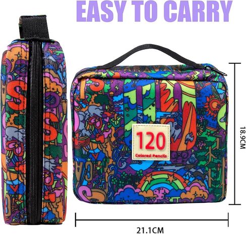 مجموعة أقلام رصاص ملونة 180 من YYWANGART، قلم رصاص ملون لكتب التلوين للبالغين، حقيبة سفر بسحاب، قلم رصاص أساسي ناعم لرسم وتظليل الرسم in Kuwait