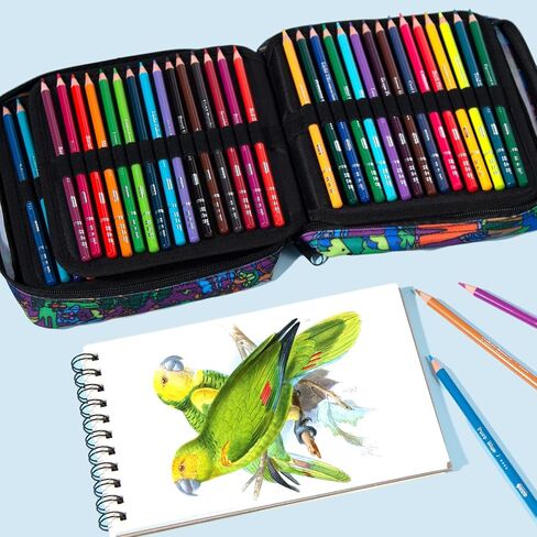 مجموعة أقلام رصاص ملونة 180 من YYWANGART، قلم رصاص ملون لكتب التلوين للبالغين، حقيبة سفر بسحاب، قلم رصاص أساسي ناعم لرسم وتظليل الرسم in Kuwait