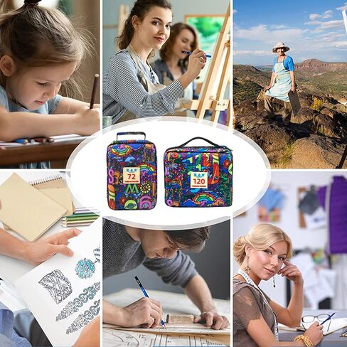 مجموعة أقلام رصاص ملونة 180 من YYWANGART، قلم رصاص ملون لكتب التلوين للبالغين، حقيبة سفر بسحاب، قلم رصاص أساسي ناعم لرسم وتظليل الرسم in Kuwait