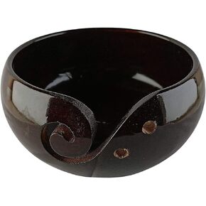 IBLAY حامل وعاء غزل خشبي من خشب الورد - وعاء حياكة مزود بفتحات للتخزين - وعاء حامل غزل الكروشيه - مثالي كهدية للنساء in Kuwait