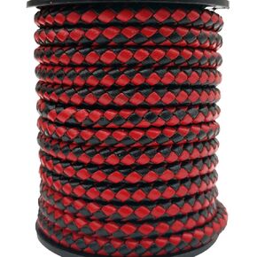 3 Yards Braided Leather Strap 5mm Round Regenerated Leather Cord for Bracelet Making (Antique Brown)