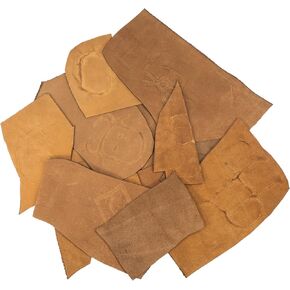 Hide & Drink, Leather Scraps with Scars for Arts & Crafts, Up to (5 in.) Long, Different Widths (12 oz Pack) :: Bourbon Brown