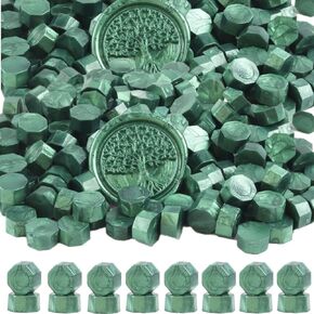 Pearl White Wax Seal Beads, ONWINPOR 300 Pieces Octagon Sealing Wax Beads for Letters, Cards, Wedding Invitations, Wine Package, Gift Wrapping, Christmas Card (Pearl White)