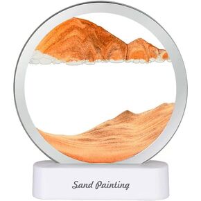 لوحة فنية للرمال المتحركة ثلاثية الابعاد باضاءة ليلية من يكيوجلين، صورة رمالية متحركة ثلاثية الابعاد لديكور المنزل والمكتب (برتقالي، 7 انش) in Kuwait