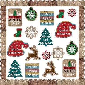 ArowlWesh 76pcs الشتاء عيد الميلاد الفصول الدراسية لوحة الإعلانات الديكور الخشب لوحة الإعلانات الحدود تقليم شجرة عيد الميلاد ندفة الثلج بافالو منقوشة القواطع لوحة الإعلانات الفصول الدراسية المدرسة ديكور المنزل in Kuwait