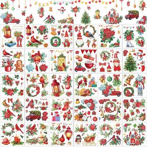 30 Sheets Christmas Rub on Transfers for Crafts and Furniture Xmas Santa Snowman Cardinals Transfer Stickers Winter Floral Bird Rub on Decal for Home Office Paper Wood DIY Crafts,5.9 x 5.9 Inch in Saudi Arabia