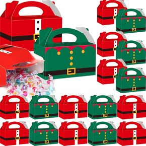 Cholemy 100 Pieces Christmas Gift Boxes 3D Xmas Paper Cardboard Treat Box Santa Claus Elf Cookie Goodie Candy Boxes for Holiday Christmas Party Favor Supplies in Kuwait