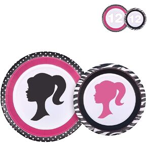 Valentina Buck 24 counts Girl Party Plates for Babi Plates Birthday Plate 7 Inch 9 Inch, Cake Paper Dessert Set Birthday Party Supplies Decorations in Kuwait