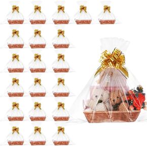 Yaomiao 12 Set Baskets for Gifts Empty Bulk 15.7 x 11.8 x 3.1 Inch Christmas Basket with Gift Bags and Bows Large Empty Gift Baskets to Fill Gifts Baskets for Wedding Birthday Party DIY Gifts in Saudi Arabia