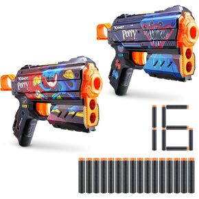 X-Shot Skins Flux Poppy Playtime Dart Blaster 2PK - Jumpscare + Kissy, 16 Darts by ZURU