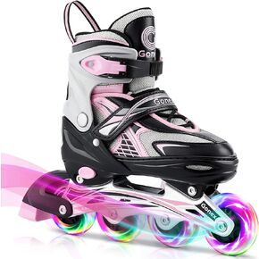 Gonex Inline Skates for Girls Boys Kids, Adjustable Skates Outdoor Blades Inline Roller Skates for Children Teens Women with Light Up Wheels for Indoor Outdoor Backyard Skating in Kuwait