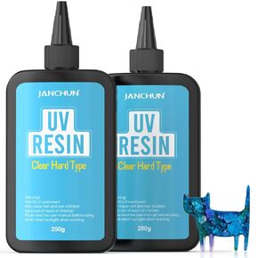 JANCHUN Clear UV Resin kit - Upgraded 300g Ultraviolet UV Resin Glue Hard Type, Low Odor, Fast Curing UV Epoxy Resin Color Pigment for Jewelry Making kit, DIY Crafts Resin Molds Coating and Beginners in Kuwait