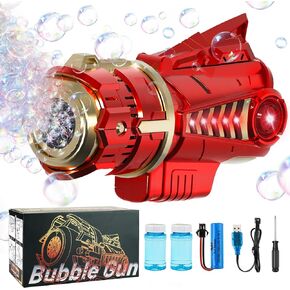 مسدس فقاعات للاطفال من سن 4 الى 8 سنوات، مسدس فقاعات 12 فتحة مع اضواء LED وينتج الاف الفقاعات في الدقيقة، العاب صنع الفقاعات في الهواء الطلق للاطفال والكبار في الصيف in Kuwait