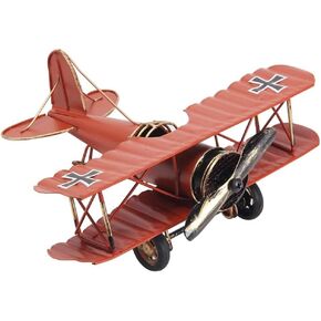 Berry President Vintage Airplane Ornament, Metal Biplane Plane Aircraft, Hanging Airplane for Nursery Shop Home kids Room Decor Decoration (Blue)