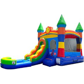 Inflatable Bounce House with Slide for Kids - 26.5 x 12 x 14.5 Foot Backyard Building Block Combo Bouncer with Water Pool, Outdoor Jumpers - includes Blower, Anchor Stakes, and Storage Bag in Kuwait