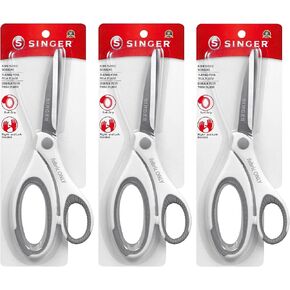 SINGER 8-1/2 Inch Sewing Fabric Scissors with Comfort Grips, Set of 3