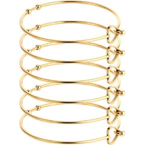 ALEXCRAFT Wholesale 6PCS 14K Gold Stainless Steel Bracelet Bangle Open Blank Wire Charm Bangle Bulk for Jewelry Making in Kuwait