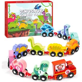 ألعاب قطار ديناصور للأطفال الصغار، ألعاب مونتيسوري للأطفال بعمر 1+ 2 3 4 سنوات مجموعة قطار ديناصور خشبي، ألعاب تعليمية لمرحلة ما قبل المدرسة هدايا عيد ميلاد للأولاد والبنات in Kuwait