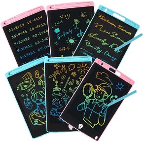 LCD Writing Tablet for Kids, 6 Pack Doodle Board Toddler Toys, Drawing Tablet, Doodle Board, Kids Games Writing Pad, Educational for Boys Girls, 8.5inch (Blue+Pink)