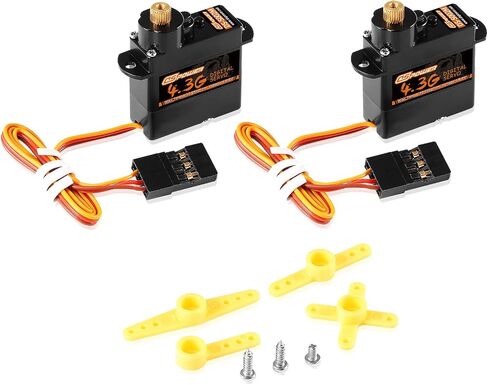 DSPOWER 2PCS 4.3G Mini Servo، RC Micro Digital Servo Motor خدمات التوجيه بدون قلب لطائرة هليكوبتر ثابتة الجناح طائرة بدون طيار 1/24 1/28 RC سيارة SCX24 لعبة روبوت القارب in Kuwait