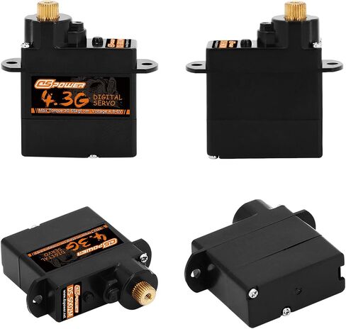 DSPOWER 2PCS 4.3G Mini Servo، RC Micro Digital Servo Motor خدمات التوجيه بدون قلب لطائرة هليكوبتر ثابتة الجناح طائرة بدون طيار 1/24 1/28 RC سيارة SCX24 لعبة روبوت القارب in Kuwait