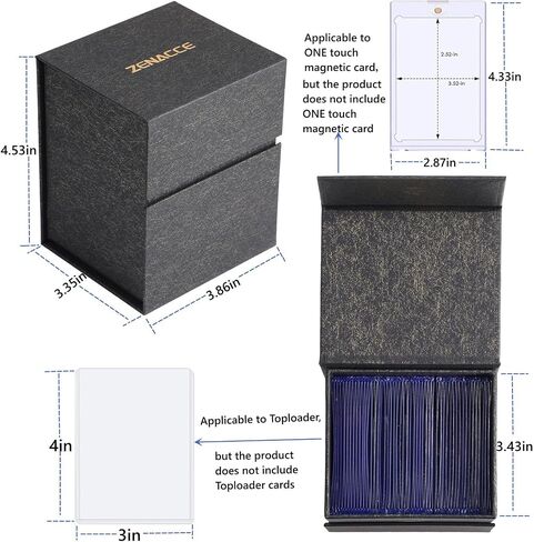 صناديق تخزين ZENACCE Toploader لحامل بطاقات صلب 660 35PT 3 × 4 بوصة، مجموعة حافظات بطاقات التداول المقاومة للماء مناسبة للبطاقة الرياضية مع حامل بطاقة مغناطيسية بلمسة واحدة in Saudi Arabia