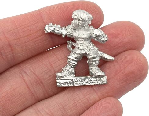 Stonehaven Miniatures Female Dwarven Mechanist Miniature Figure, 100% Pewter Metal - 24mm Tall - (for 28mm Scale Table Top War Games) - Made in USA in Saudi Arabia