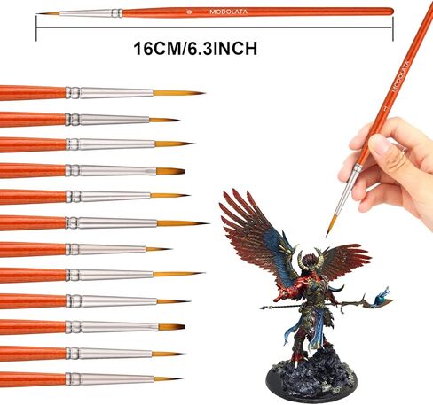 فرش دقيقة للتفاصيل المصغرة - 12 قطعة من فرش الطلاء النموذجية للاكريليك، الوان مائية - مجموعات الطائرات، السيراميك، نموذج بلاستيكي، وورهامر 40 كيلو in Kuwait