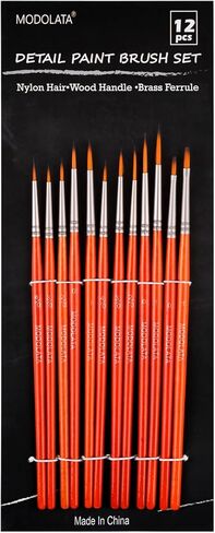 فرش دقيقة للتفاصيل المصغرة - 12 قطعة من فرش الطلاء النموذجية للاكريليك، الوان مائية - مجموعات الطائرات، السيراميك، نموذج بلاستيكي، وورهامر 40 كيلو in Kuwait