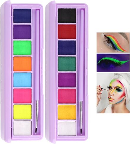 لوحة طلاء الجسم من Mrettick، 16 لونًا، لوحة مكياج احترافية غير سامة، طلاء الوجه والجسم للحفلات، والهالوين، والمسرح، والحفلات التنكرية in Kuwait